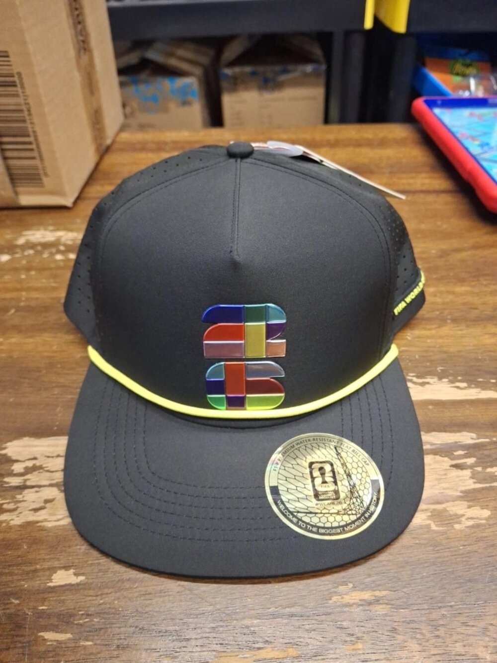 Official FIFA World Cup 2026 Trophy Licensed Snapback Hat Black Yellow Perfm Cap